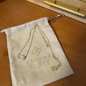 Kendra Scott Gold Necklace with Iridescent Oval Pendant